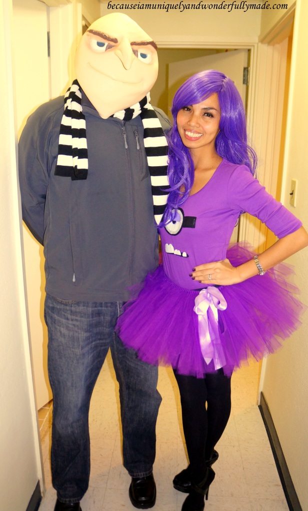 Hubby and I as Gru and his Purple Evil Minion from Despicable Me movie for Halloween 2013.
