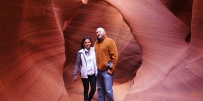 Antelope Canyon in Page, Arizona includes two individually separate sections called the “Upper Antelope Canyon” or “The Crack”, and the “Lower Antelope Canyon” or “The Corkscrew”. We chose the Lower Antelope Canyon today.